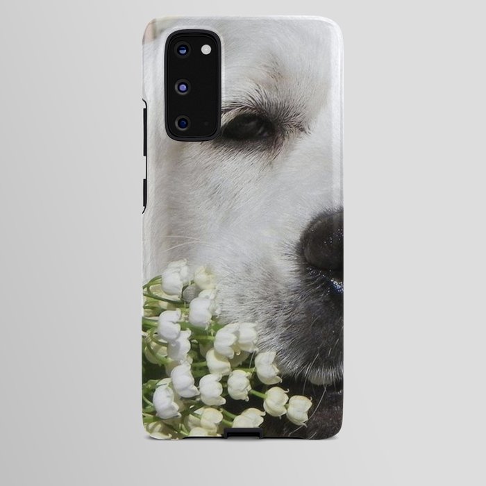 dogs face nose flowers flower lily of the valley Android Case by