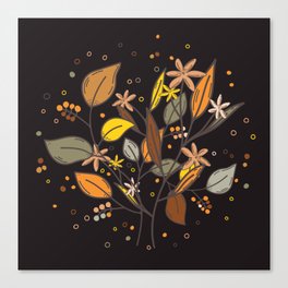 Autumn leaves, berries and flowers - fall themed pattern Canvas Print