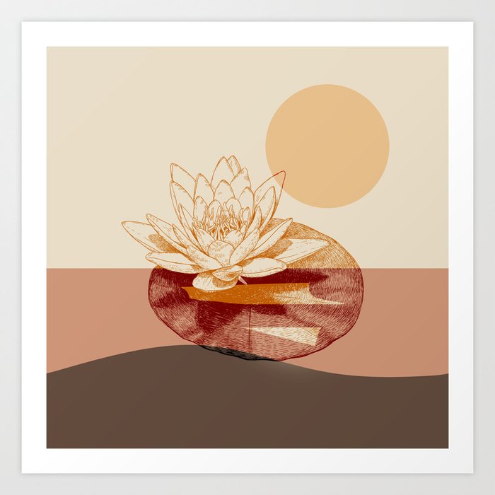 WATER LILY Simple Illustration  Art Print