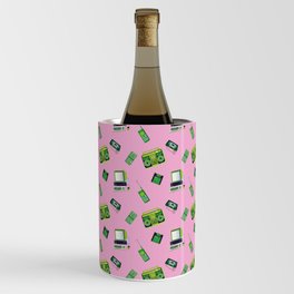 Fancy pink and green pattern design, retro technology Wine Chiller
