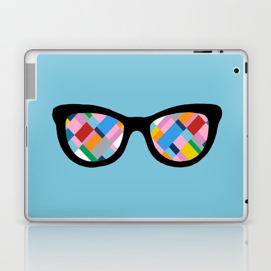 Map 45 Glasses on Sky Blue Laptop & iPad Skin