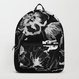 Boldly White - painted ink flowers on black background Backpack | Whiteink, Floralpattern, Painting, Modernart, Ink, Contemporaryart, Modernpainting, Boldpainting, Trendy, Modern 