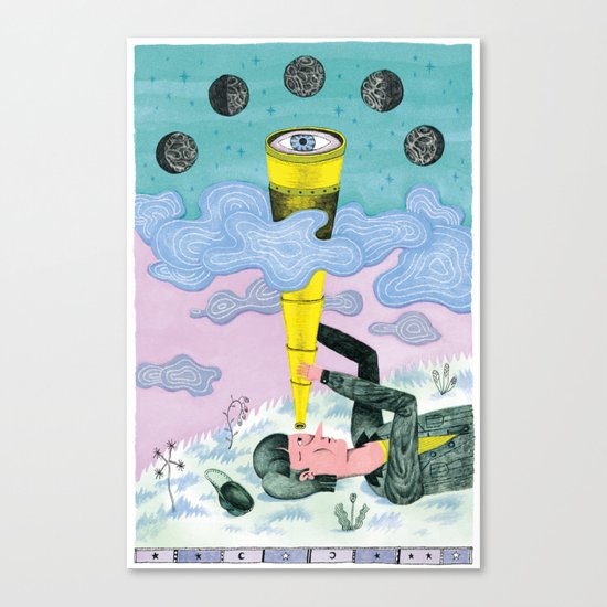 A Man Studies the Phases of the Moon Canvas Print