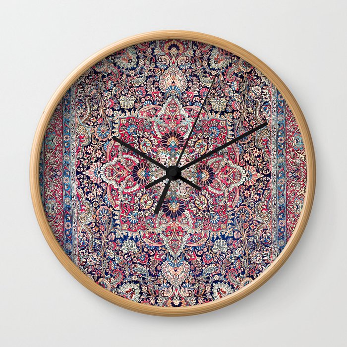 Kashan Central Persian Rug Print Wall Clock