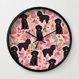 Black Cockapoo Floral dogs, dog blanket, dog mug, cute dog breeds Wall Clock