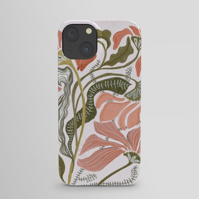 Modern Chalk still life with flowers and fern iPhone Case