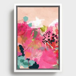 pink summer garden dream abstract Framed Canvas