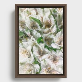 White Floral Bouquet Framed Canvas