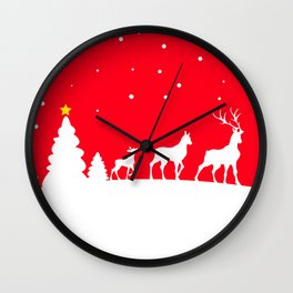 deer family in winter landscape Wall Clock | Nature, Animal, Illustration 
