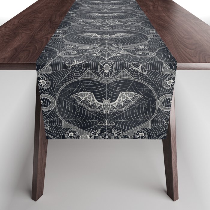 Gothic lace-bats-black Table Runner