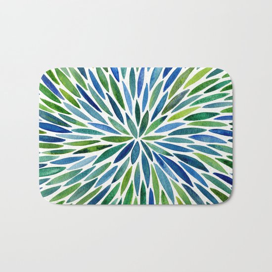 Watercolor Burst – Blue & Green Bath Mat