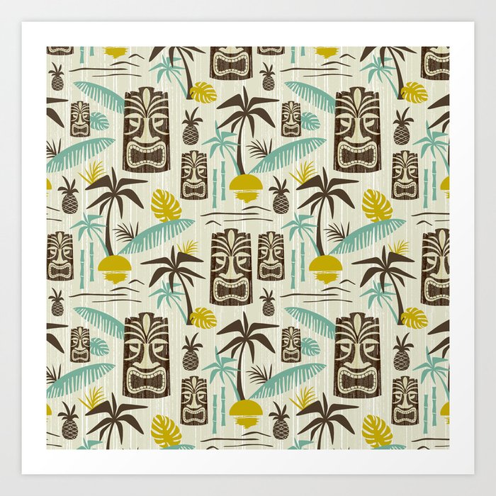 Island Tiki - Tan Art Print