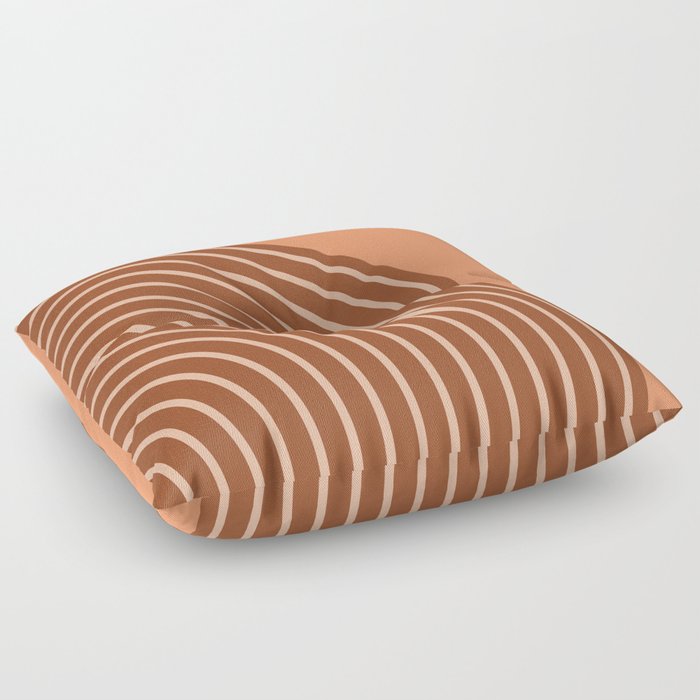 Abstract Geometric Lines 32 in Terracotta Shades (Rainbow) Floor Pillow