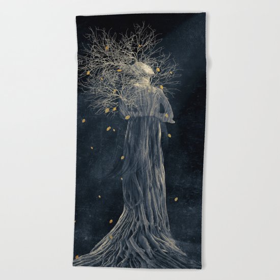 Dark portrait in autumn II Beach Towel