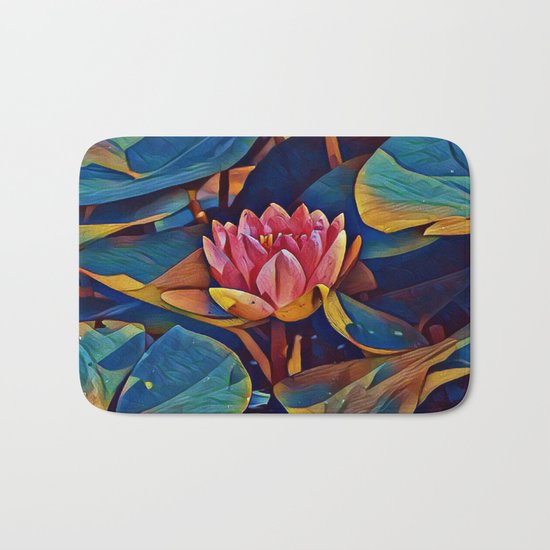 Painted Waterlily Bath Mat