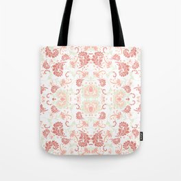 peach and rose pink bold paisley flower bohemian Tote Bag