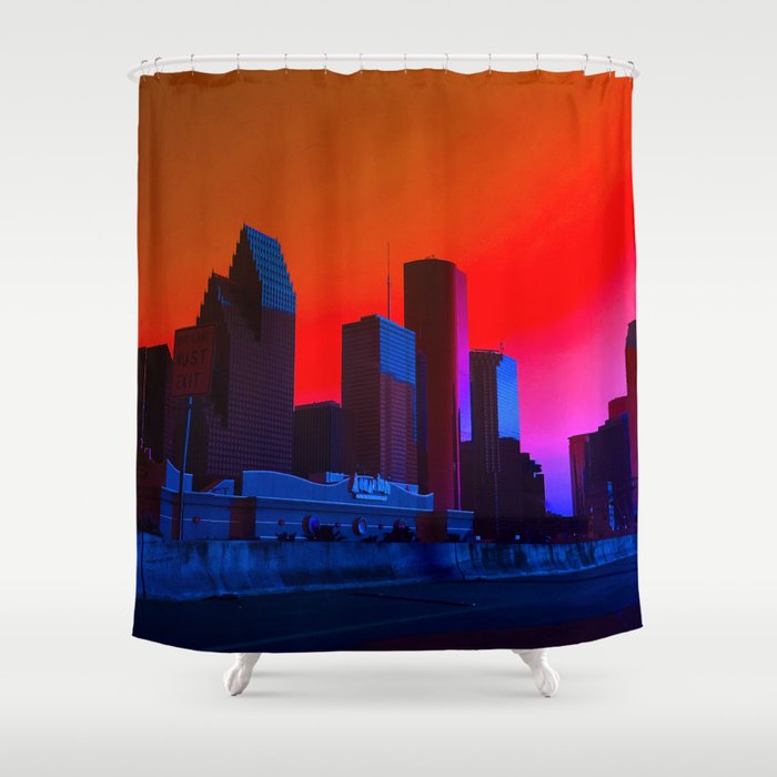 Saturated Houston Skyline Shower Curtain