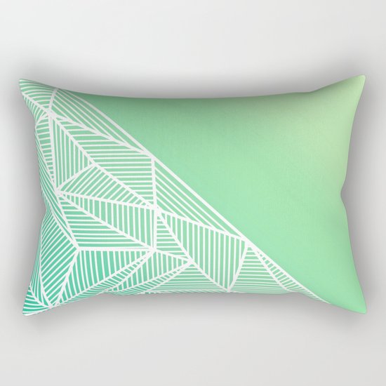 B Rays Geo Gradient Green Rectangular Pillow