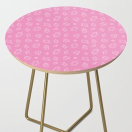 Pink and White Gems Pattern Side Table