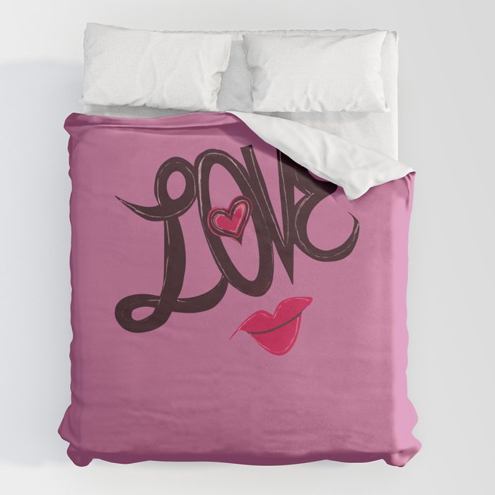 Lips With Louis Vuitton Pink Background Bedroom Duvet Cover Louis