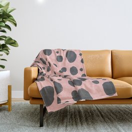 Pink & Navy Scandi Animal Print Pattern Throw Blanket