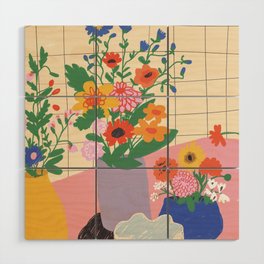 Bright flowers Wood Wall Art