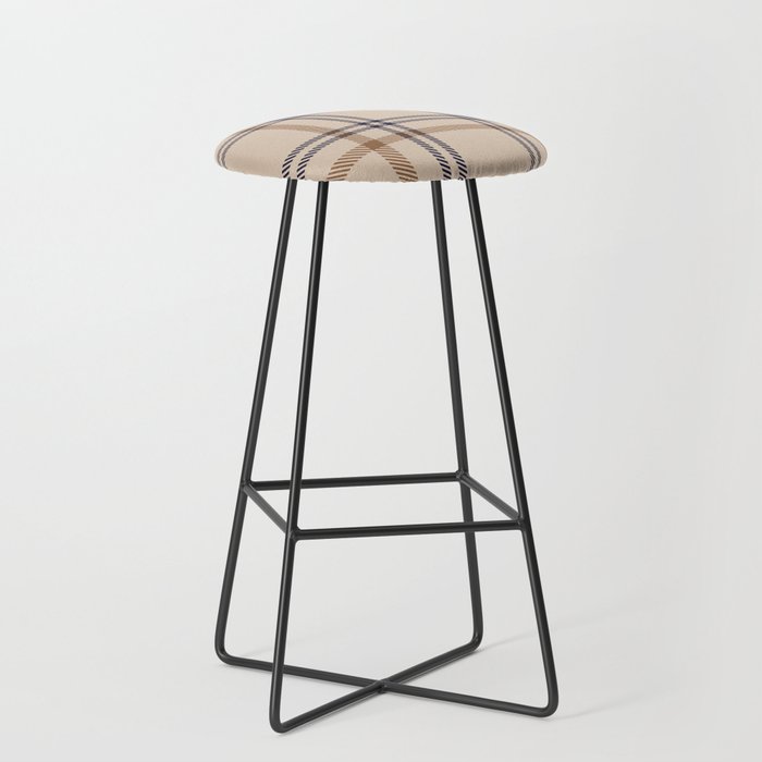 Brown Plaid Tartan Textured Pattern Bar Stool by Siu Hong Mok