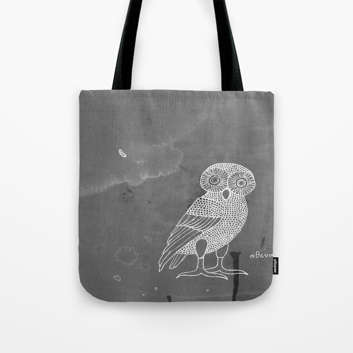 ATHENA'S OWL IN GREY BACKGROUND  Tote Bag
