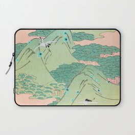 Cranes over Mountains Forests Vintage Japanese Pattern Laptop Sleeve