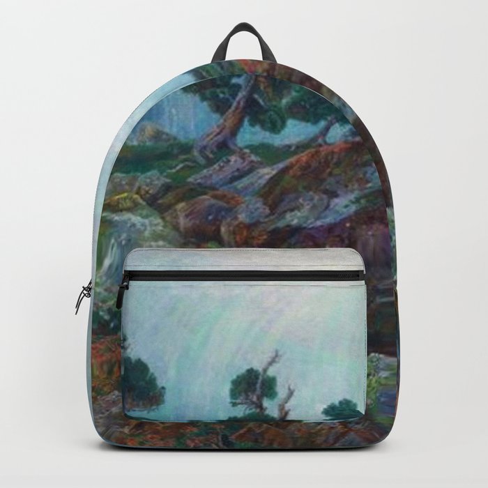 Weather chirping on cyclone rock landscape painting by Emilie Mediz-Pelikan Backpack