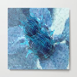 Spinning top and mosaic in blue Metal Print