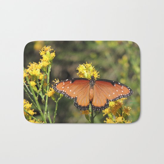 Queen Butterfly on Rubber Rabbitbrush in Claremont CA Bath Mat
