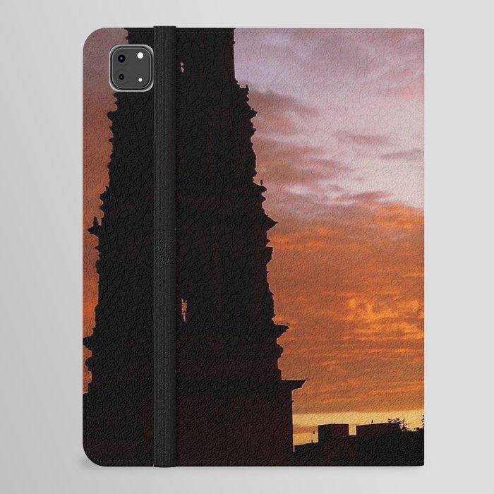 Mexico Photography - A Church And Two Palm Trees In The Sunset iPad Folio Case