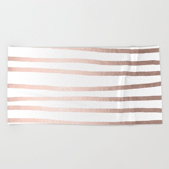 Simply Drawn Stripes Moon Dust Bronze Beach Towel