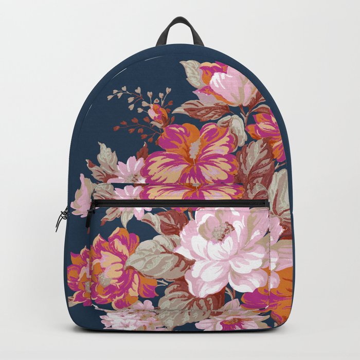 Vintage Floral on Blue Backpack