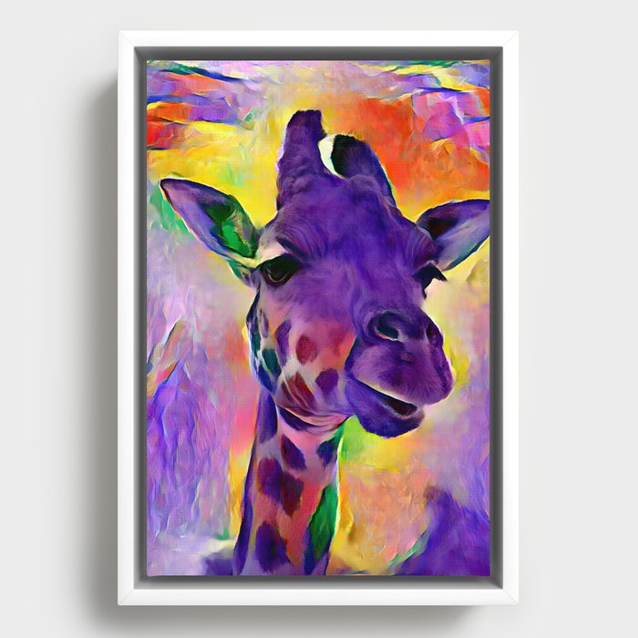 Colorful Abstract Giraffe Framed Canvas