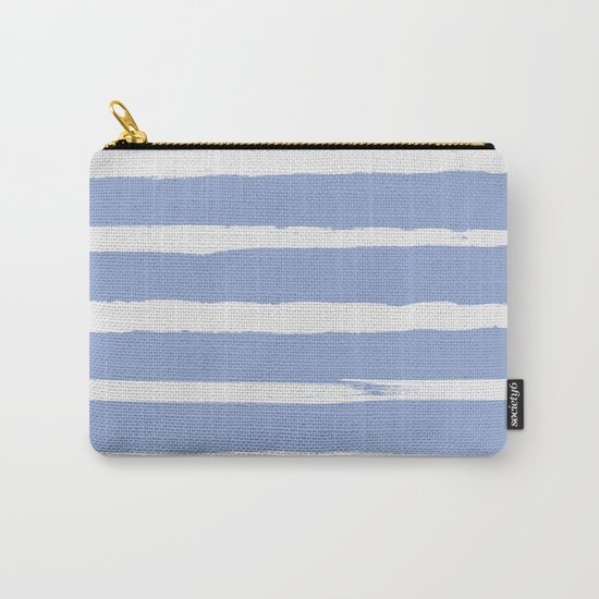 Irregular Hand Painted Stripes Light Blue Carry-All Pouch