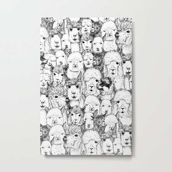 just alpacas black white Metal Print