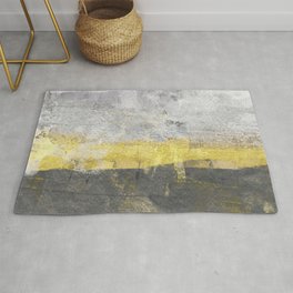 Yellow and Grey Abstract Painting - Horizontal Area & Throw Rug