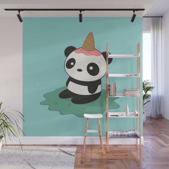 Kawaii Cute Panda Ice Cream Wall Mural By Wordsberry Society6
