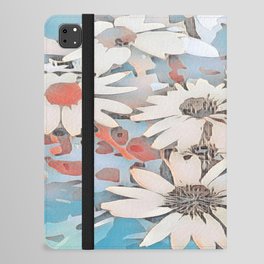 Abstract White Daisies Landscape on Sky Blue iPad Folio Case