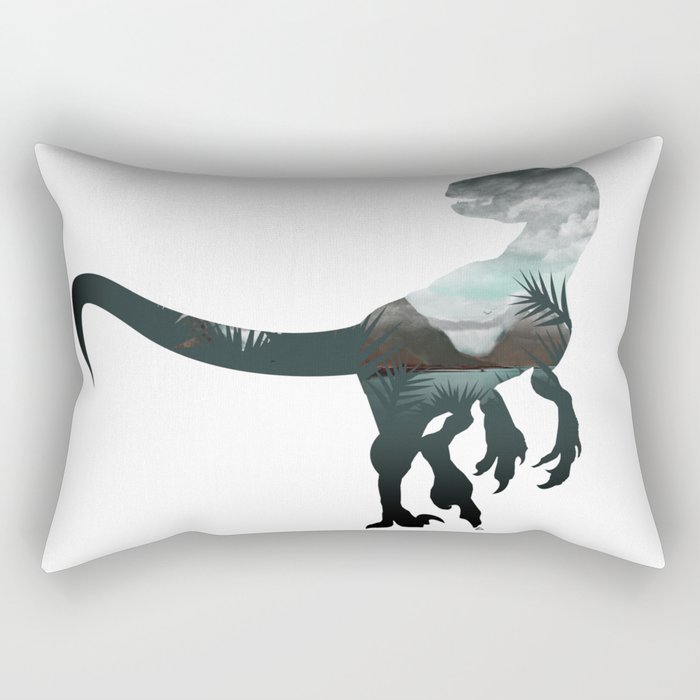 Velociraptor Minimalist Splash Rectangular Pillow