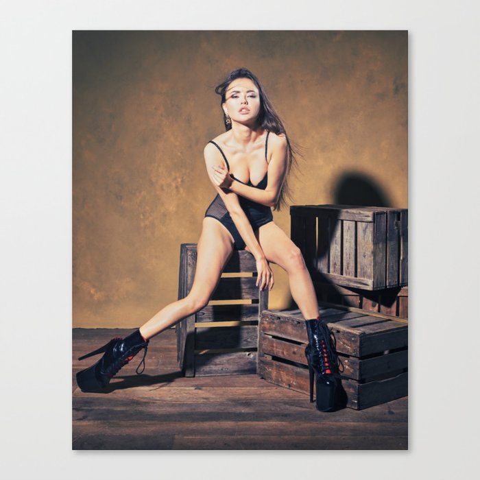 Very sexy and beautiful girl in lingerie Canvas Print