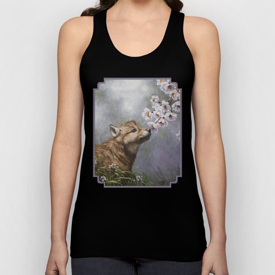 Wolf Pup and Spring Blossoms Unisex Tank Top