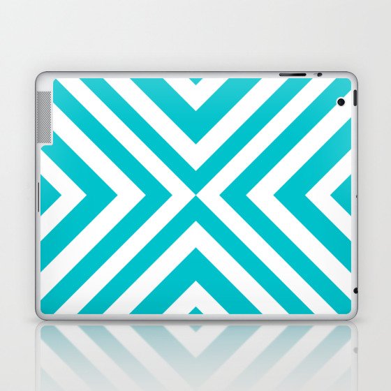 Teal Blue, Turquoise blue, Geometric surface design pattern Laptop & iPad Skin