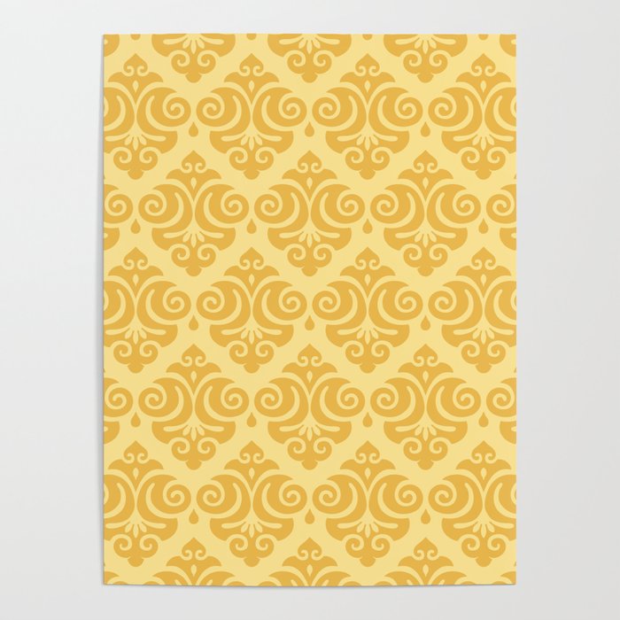 Victorian Modern Pattern in Yellow Poster