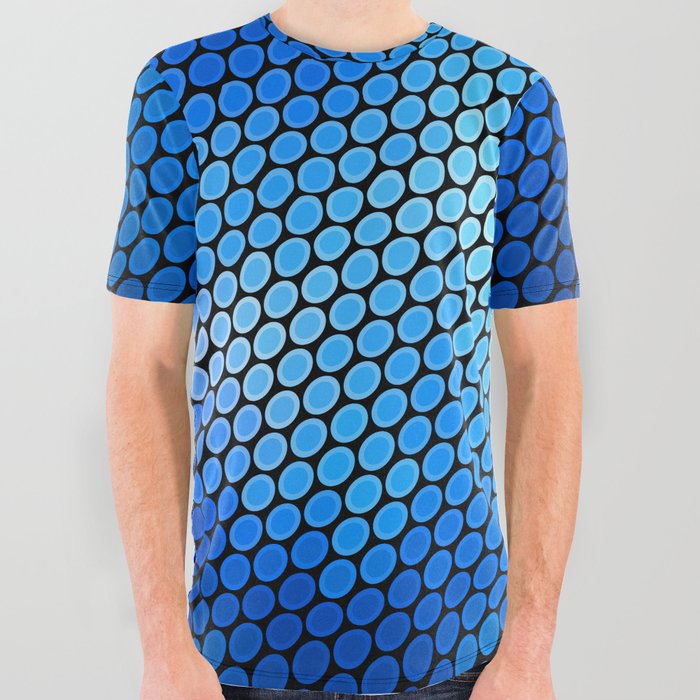 Blue Led Abstract Art Design All Over Graphic Tee By