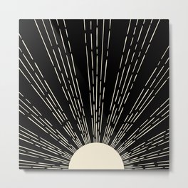 Minimalist sun moon phases art print, mid century modern art, black and white printable wall art set Metal Print