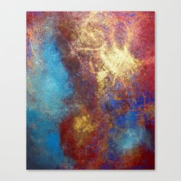 Red, Blue And Gold Modern Abstract Art Painting Canvas Print
