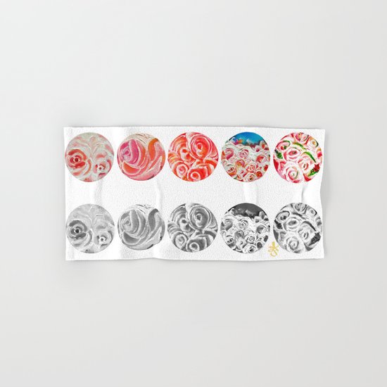 Roses Are Cream, Five Marbles and Circles of Shadow Reflection Hand & Bath Towel